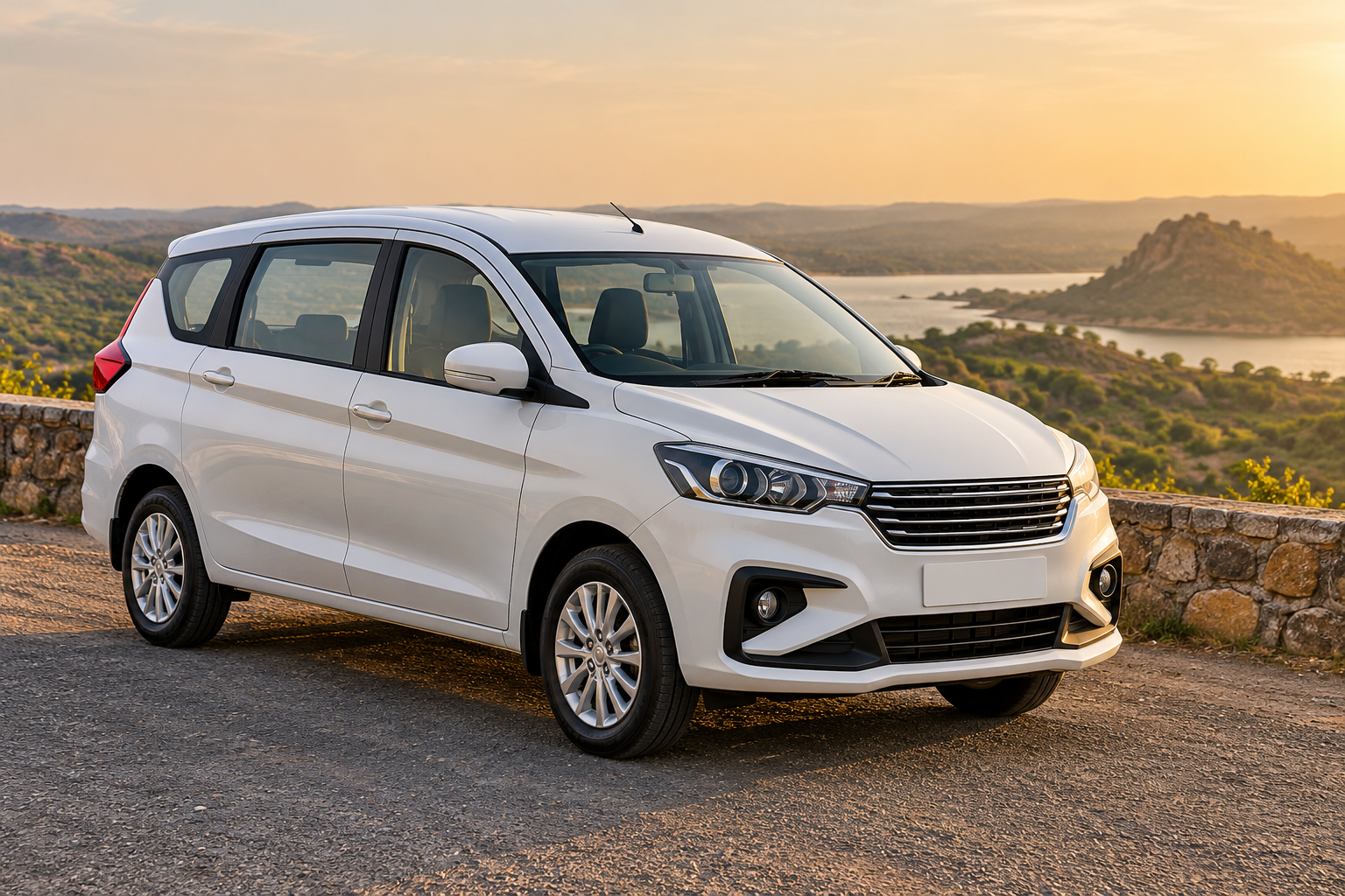 AI-generated image of a white Maruti Suzuki Ertiga